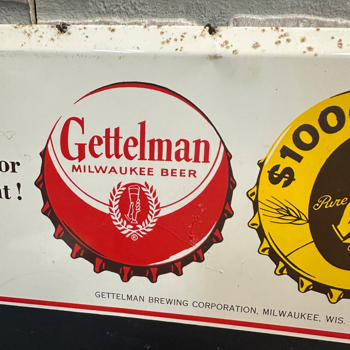 Vintage 1950s Gettelman Milwaukee Beer Advertising Sign Menu Board Wis