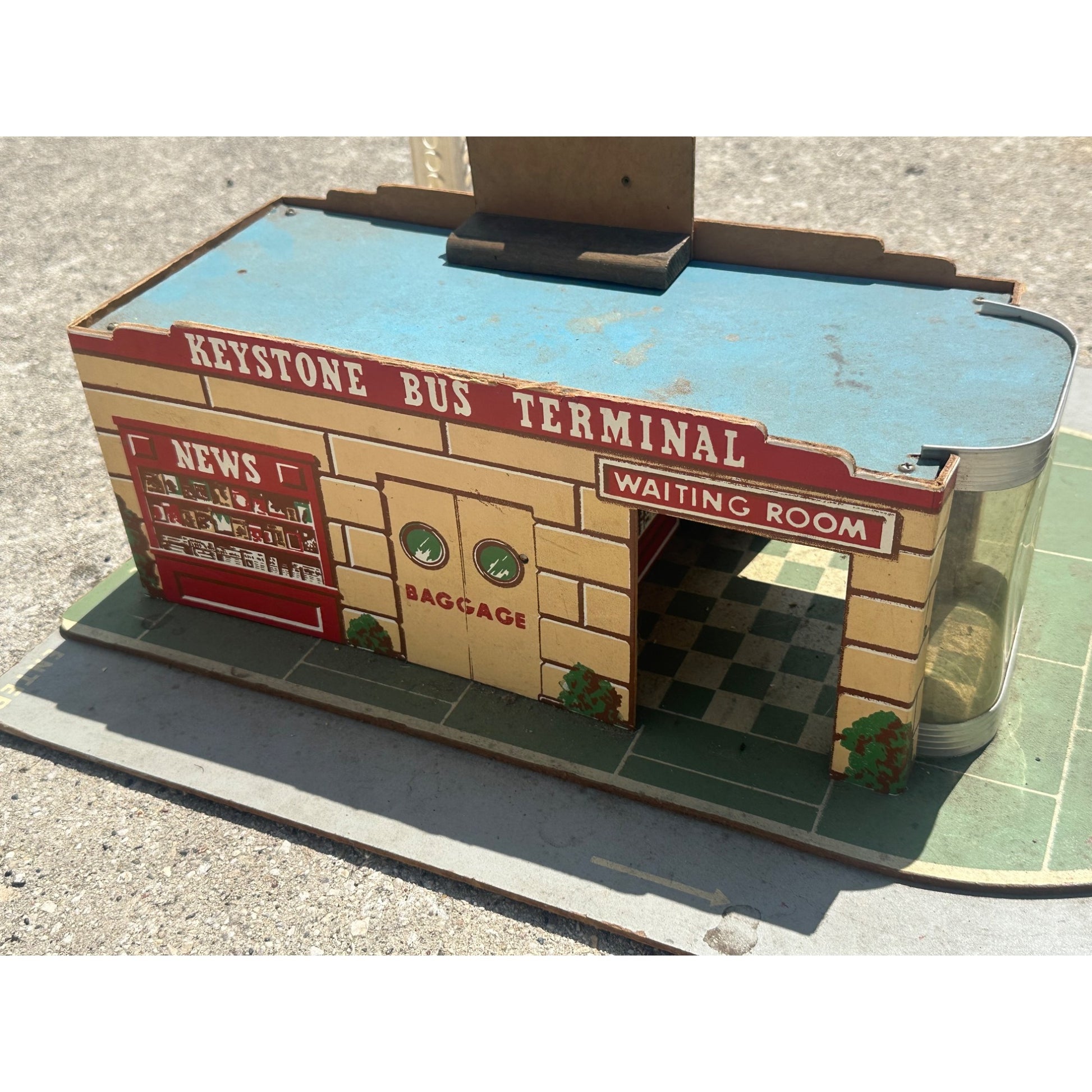 Vintage 1950s Keystone Bus Terminal Toy Playset w/ Greyhound Buses