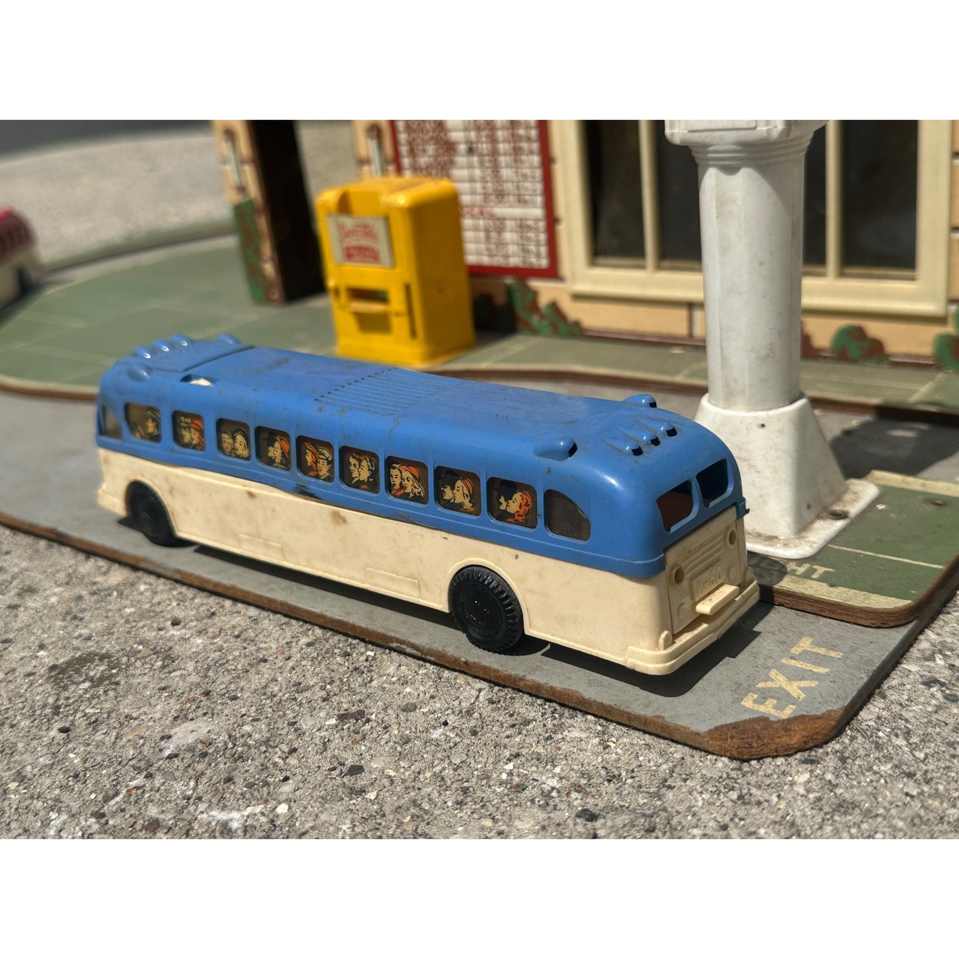 Vintage 1950s Keystone Bus Terminal Toy Playset w/ Greyhound Buses