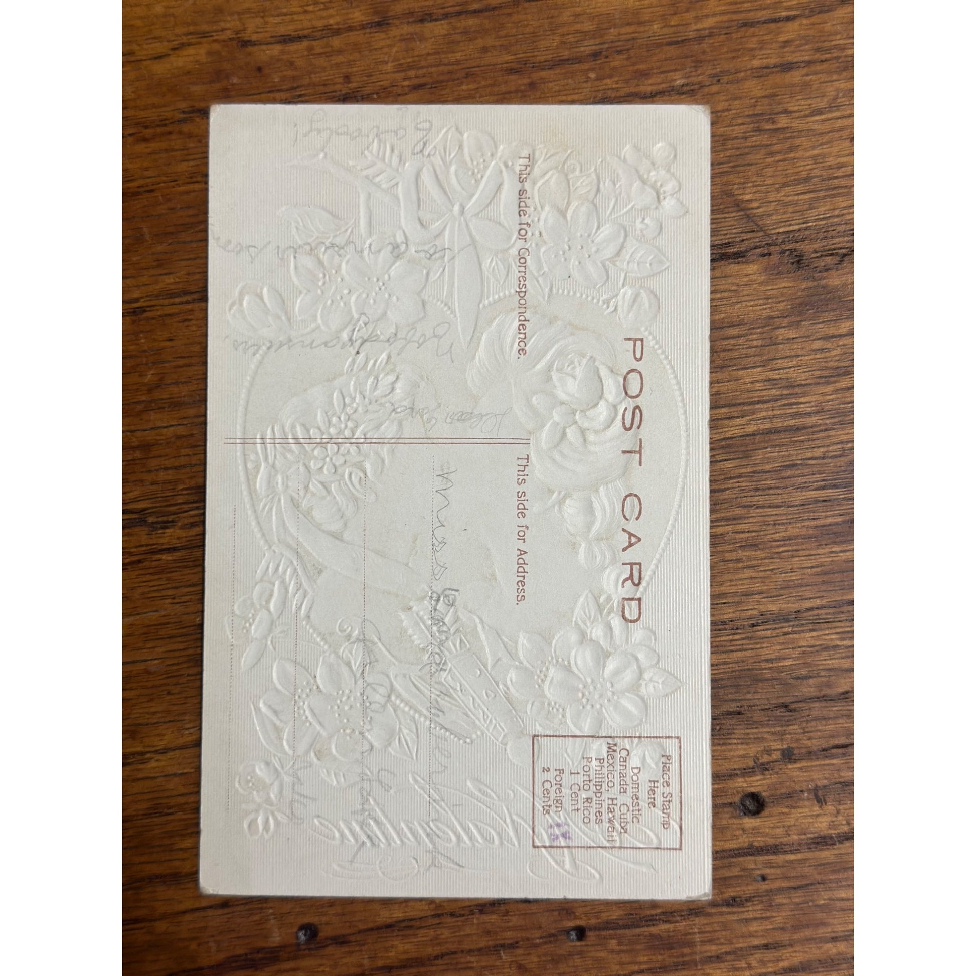 Valentine's Day Postcard Romantic Kissing Couple Valentine Embossed 361