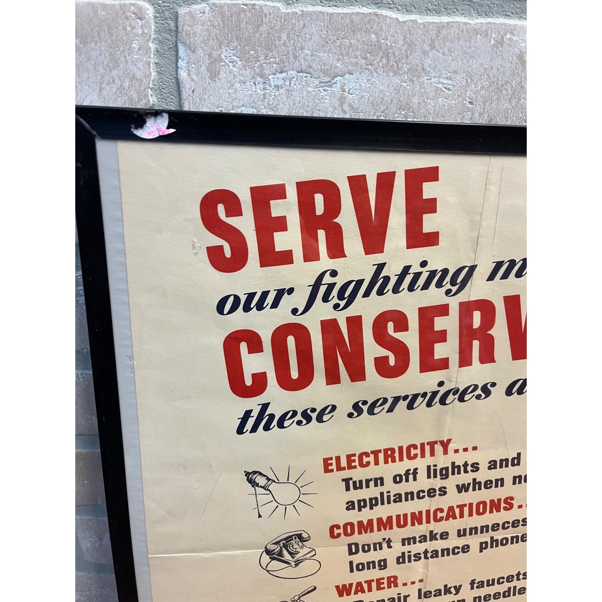 Original 1943 WWII Poster Serve Our Fighting Men Abroad Conserve Homefront WW2