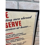 Original 1943 WWII Poster Serve Our Fighting Men Abroad Conserve Homefront WW2