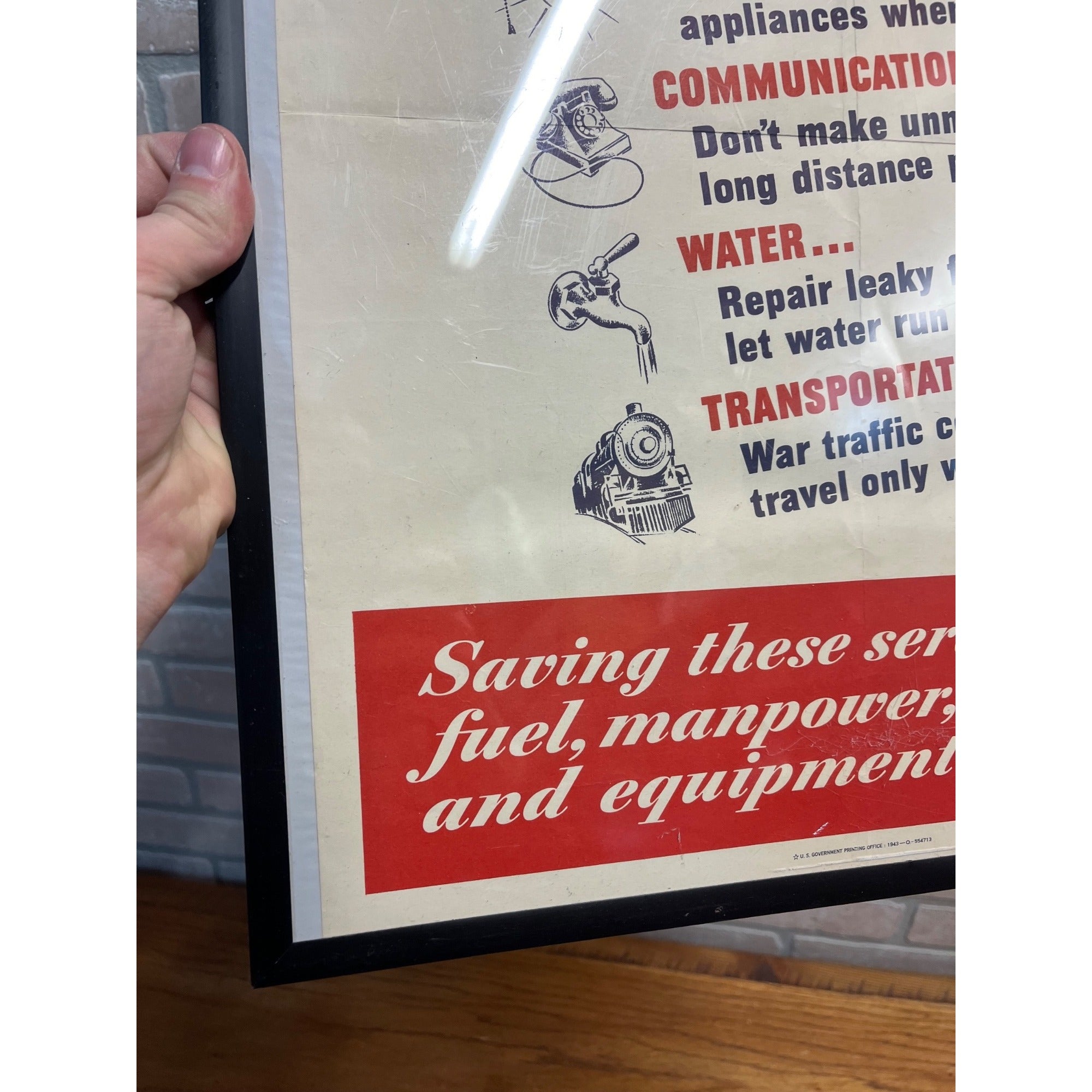 Original 1943 WWII Poster Serve Our Fighting Men Abroad Conserve Homefront WW2