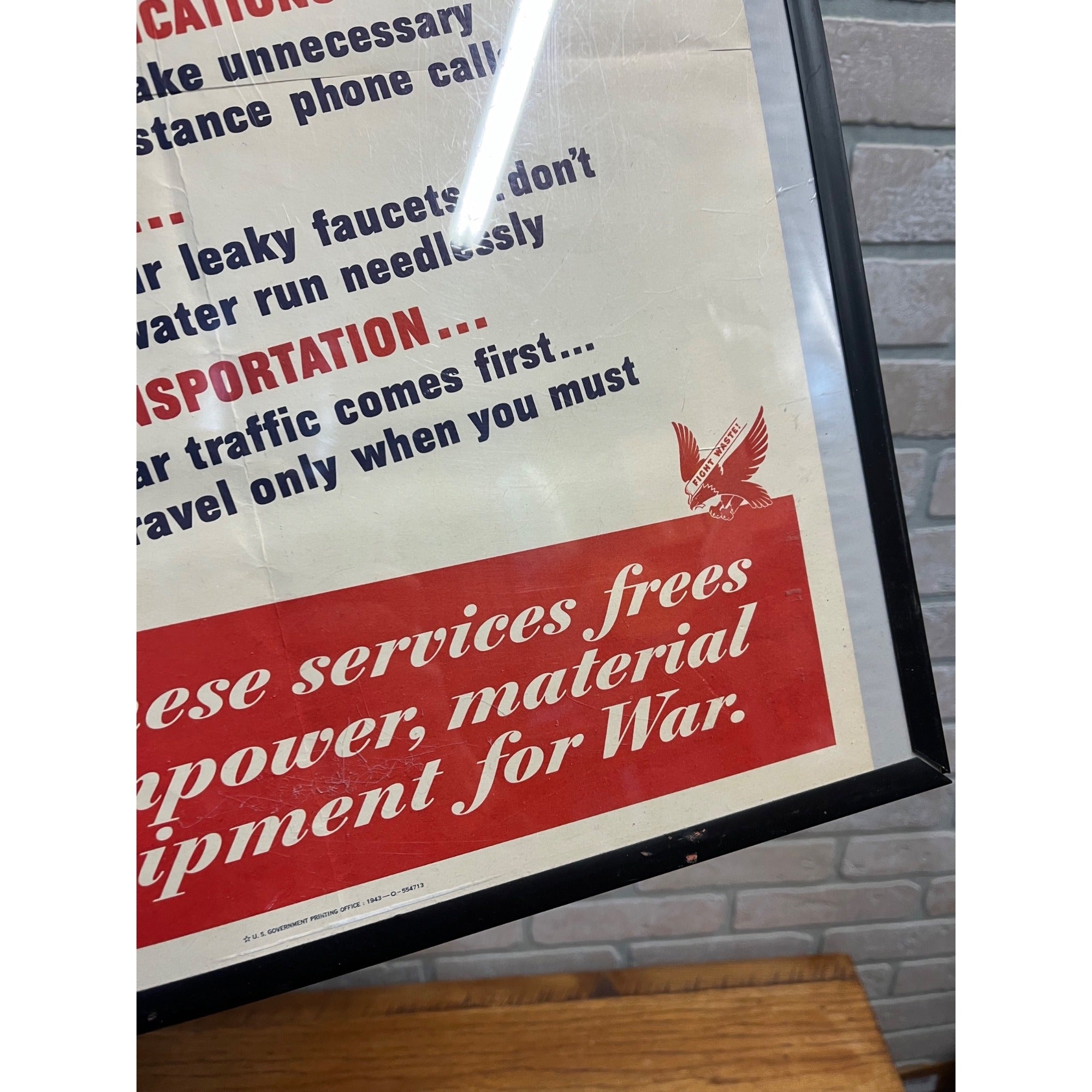 Original 1943 WWII Poster Serve Our Fighting Men Abroad Conserve Homefront WW2