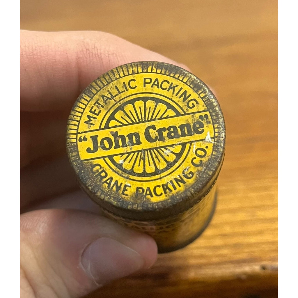 Vintage John Crane Metallic Water Pump Packing Advertising Tin Tube Can