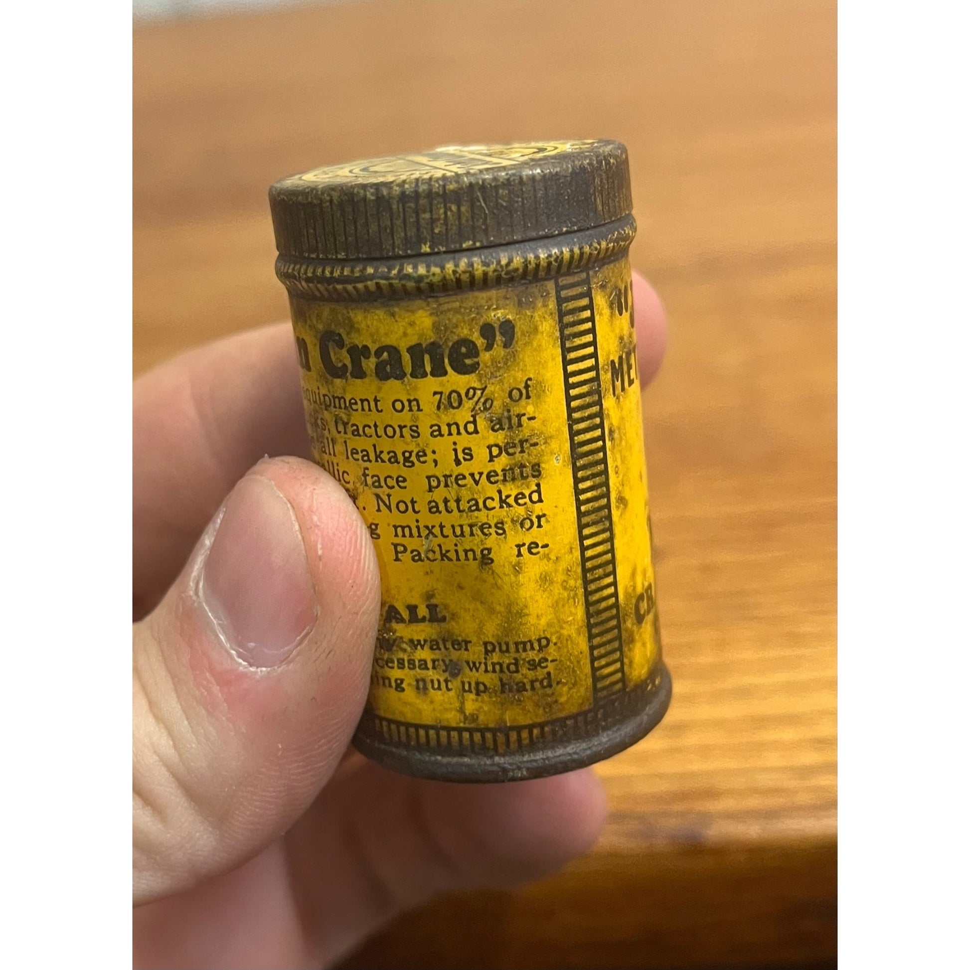 Vintage John Crane Metallic Water Pump Packing Advertising Tin Tube Can