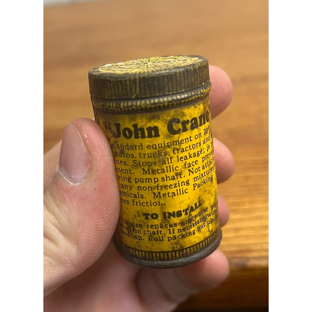 Vintage John Crane Metallic Water Pump Packing Advertising Tin Tube Can
