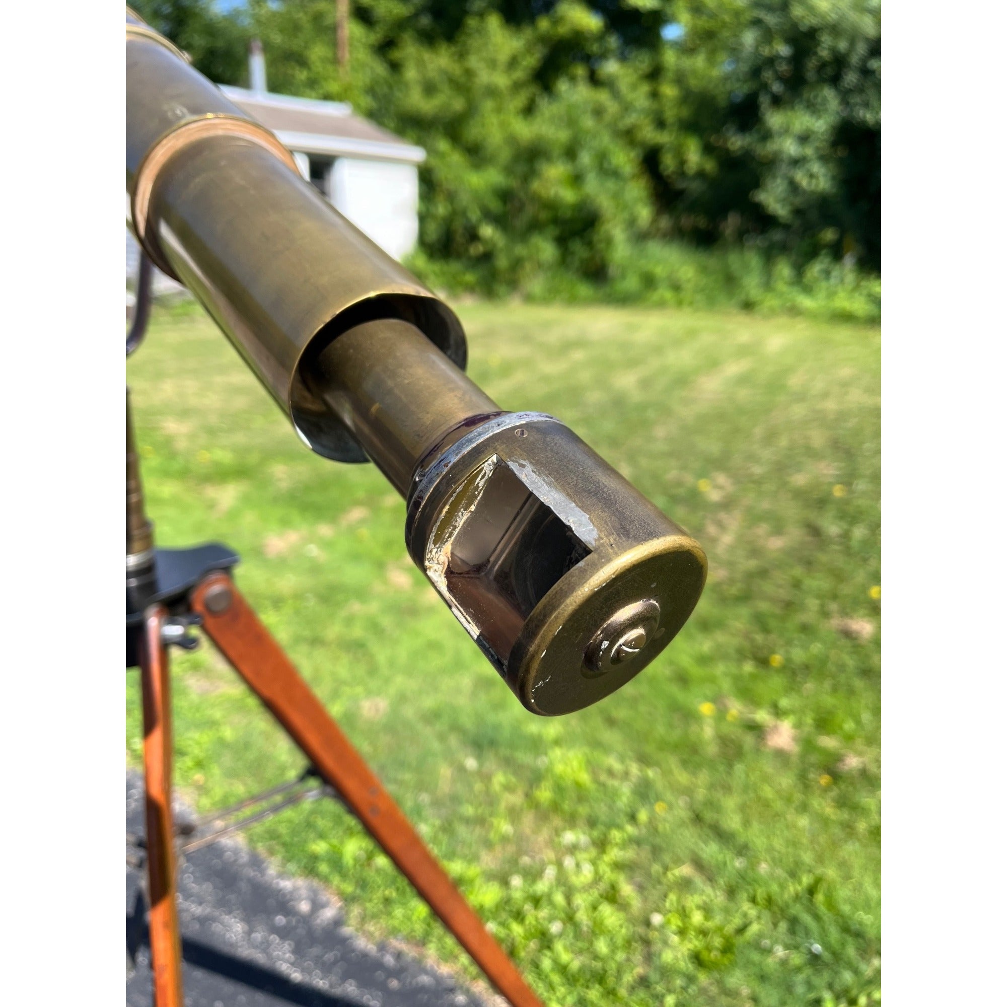 Antique c1890s Edwardian Brass Astronomical Terrestrial Telescope & Tripod Stand Bausch & Lomb