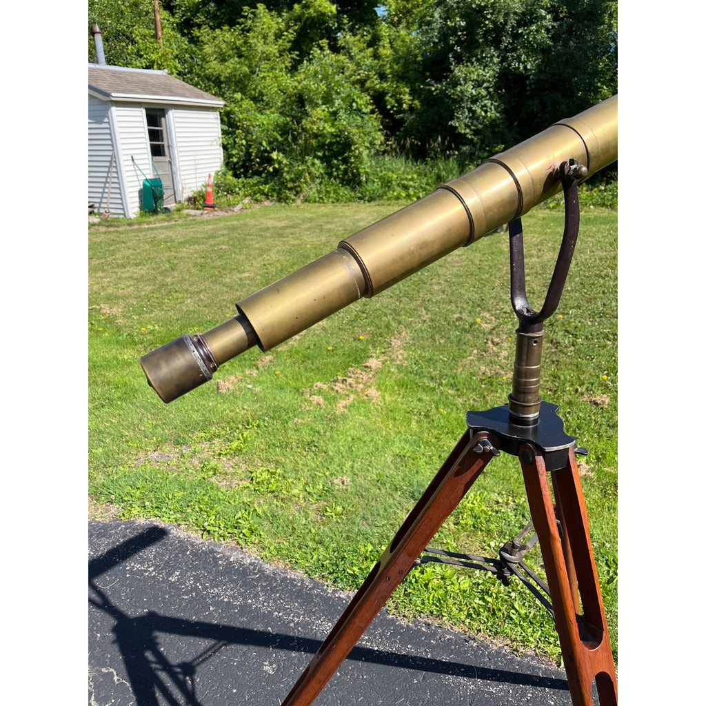 Antique c1890s Edwardian Brass Astronomical Terrestrial Telescope & Tripod Stand Bausch & Lomb