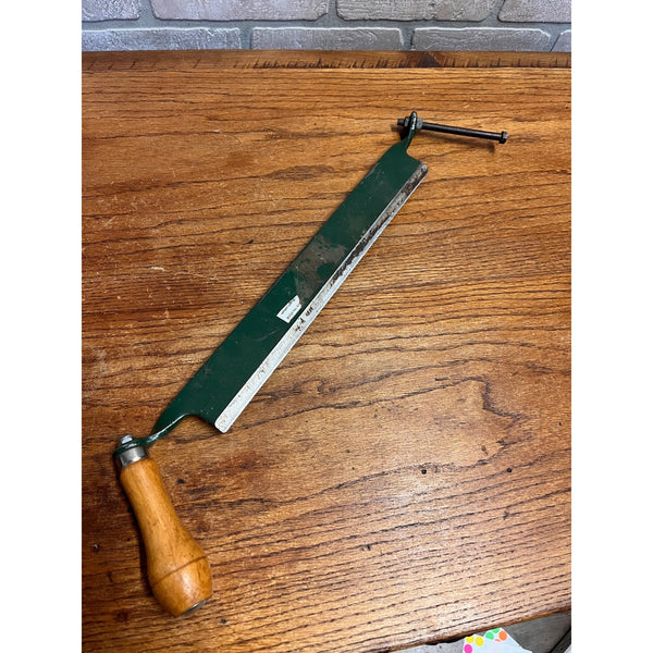 Vintage 13" Straight Drawknife / Draw Shave – Green Painted Steel – Wood Handle – Unmarked