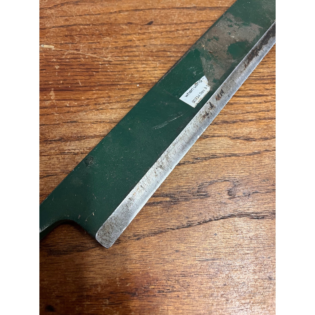 Vintage 13" Straight Drawknife / Draw Shave – Green Painted Steel – Wood Handle – Unmarked