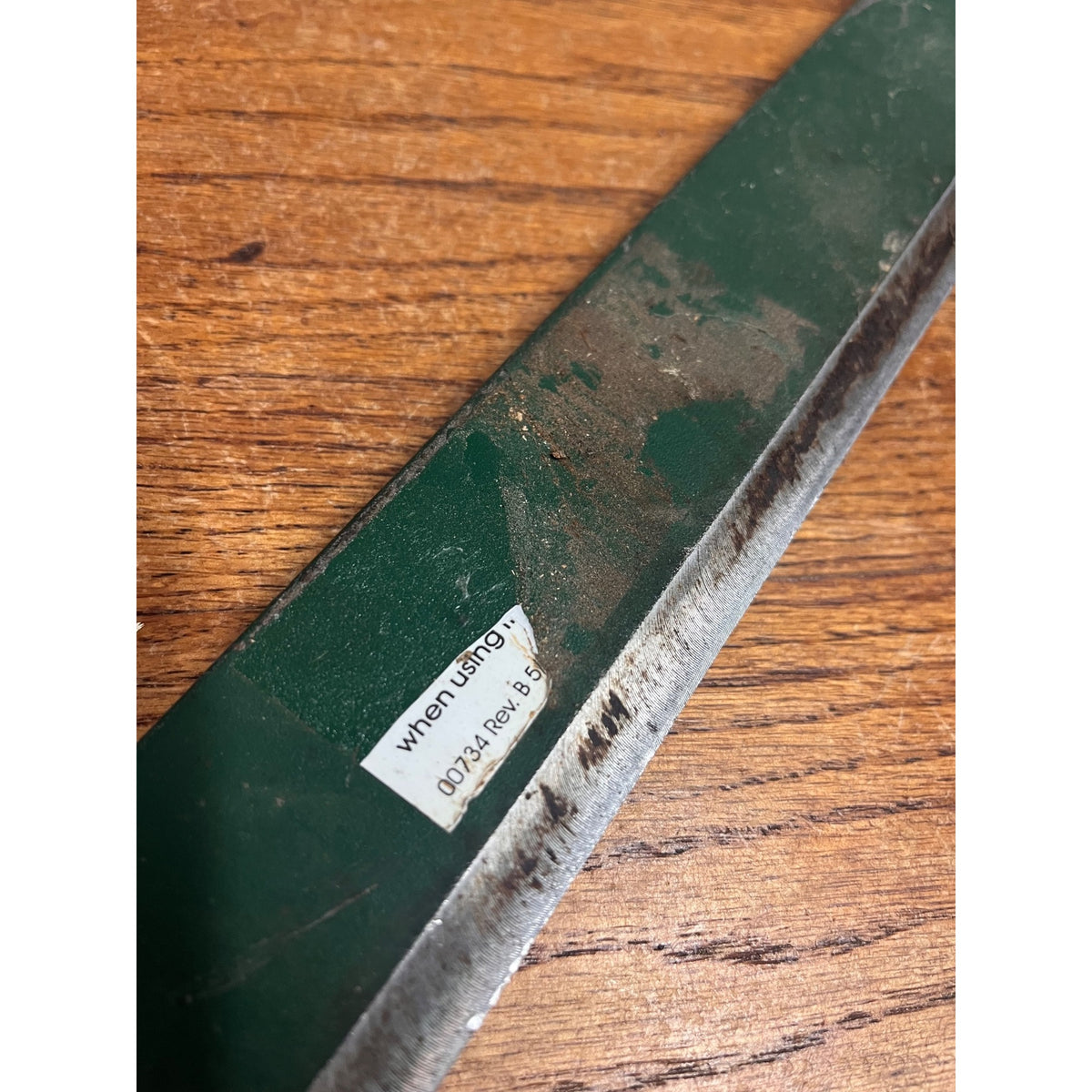 Vintage 13" Straight Drawknife / Draw Shave – Green Painted Steel – Wood Handle – Unmarked
