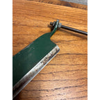 Vintage 13" Straight Drawknife / Draw Shave – Green Painted Steel – Wood Handle – Unmarked