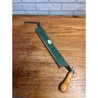Vintage 13" Straight Drawknife / Draw Shave – Green Painted Steel – Wood Handle – Unmarked