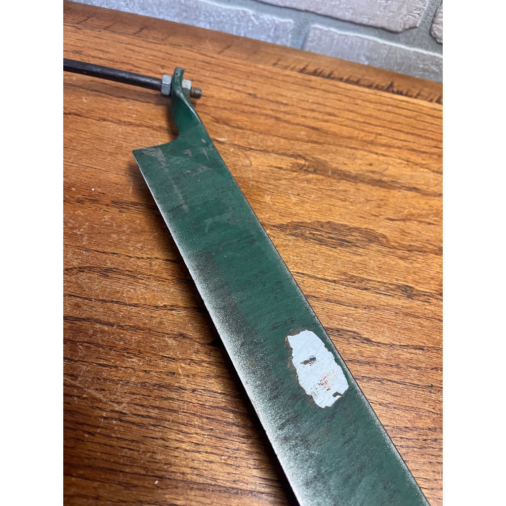 Vintage 13" Straight Drawknife / Draw Shave – Green Painted Steel – Wood Handle – Unmarked