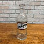 Vintage Glass Pharmacy Apothecary Bottle With Stopper and Glass Label Reading TR. Aloe E Myrrh (Tincture of Aloe and Myrrh)