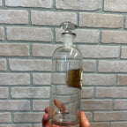Vintage Glass Pharmacy Apothecary Bottle With Stopper and Glass Label Reading TR. Aloe E Myrrh (Tincture of Aloe and Myrrh)