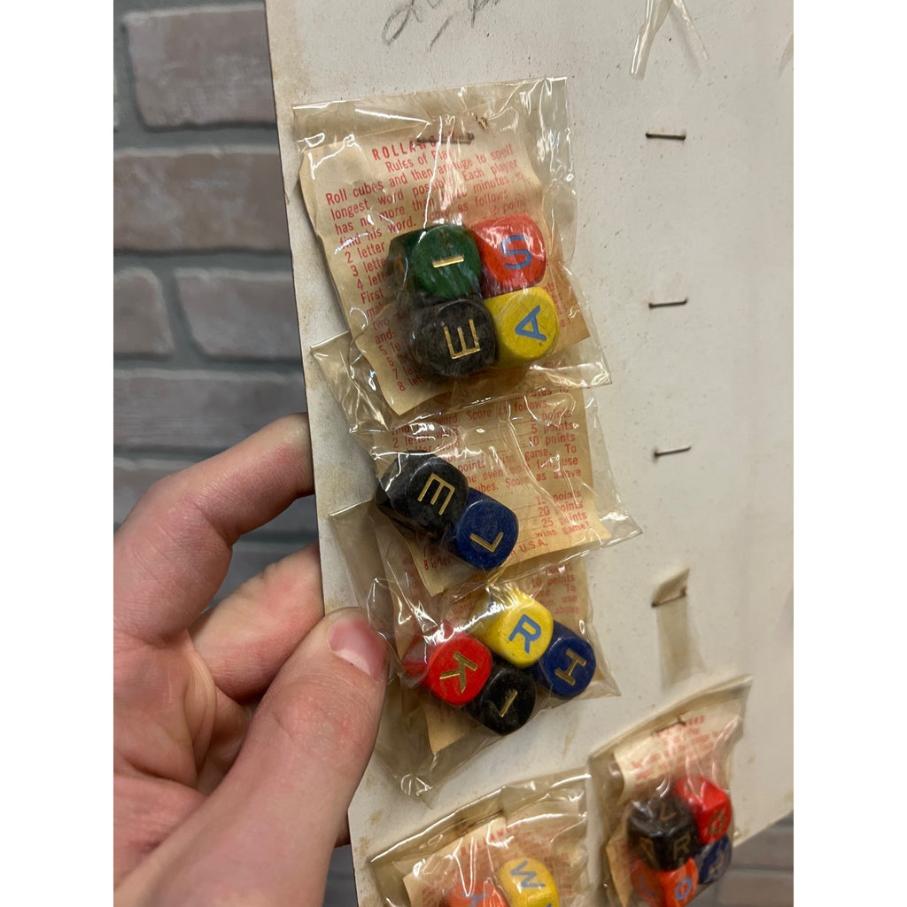 Vintage 1950s Golden Dots Roll-A-Word Dice Game Store Display Advertising Sign
