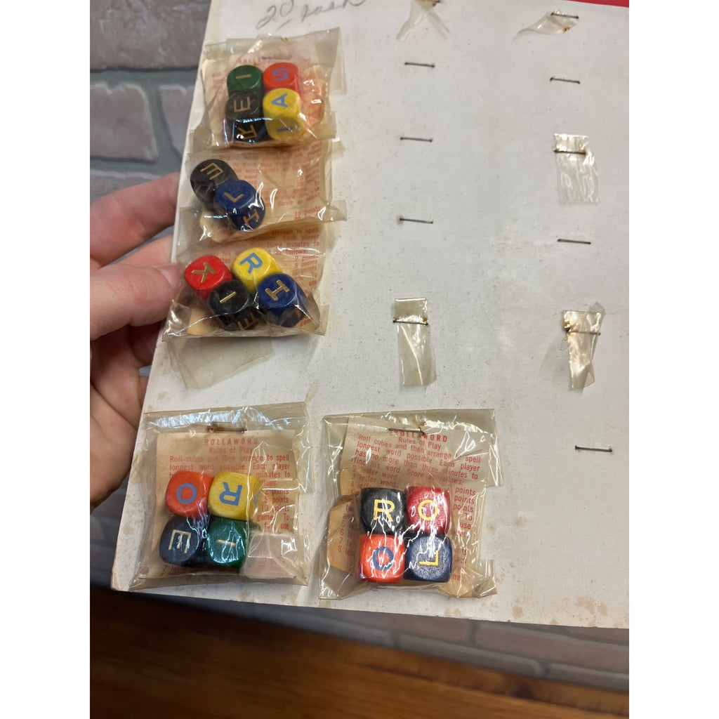 Vintage 1950s Golden Dots Roll-A-Word Dice Game Store Display Advertising Sign