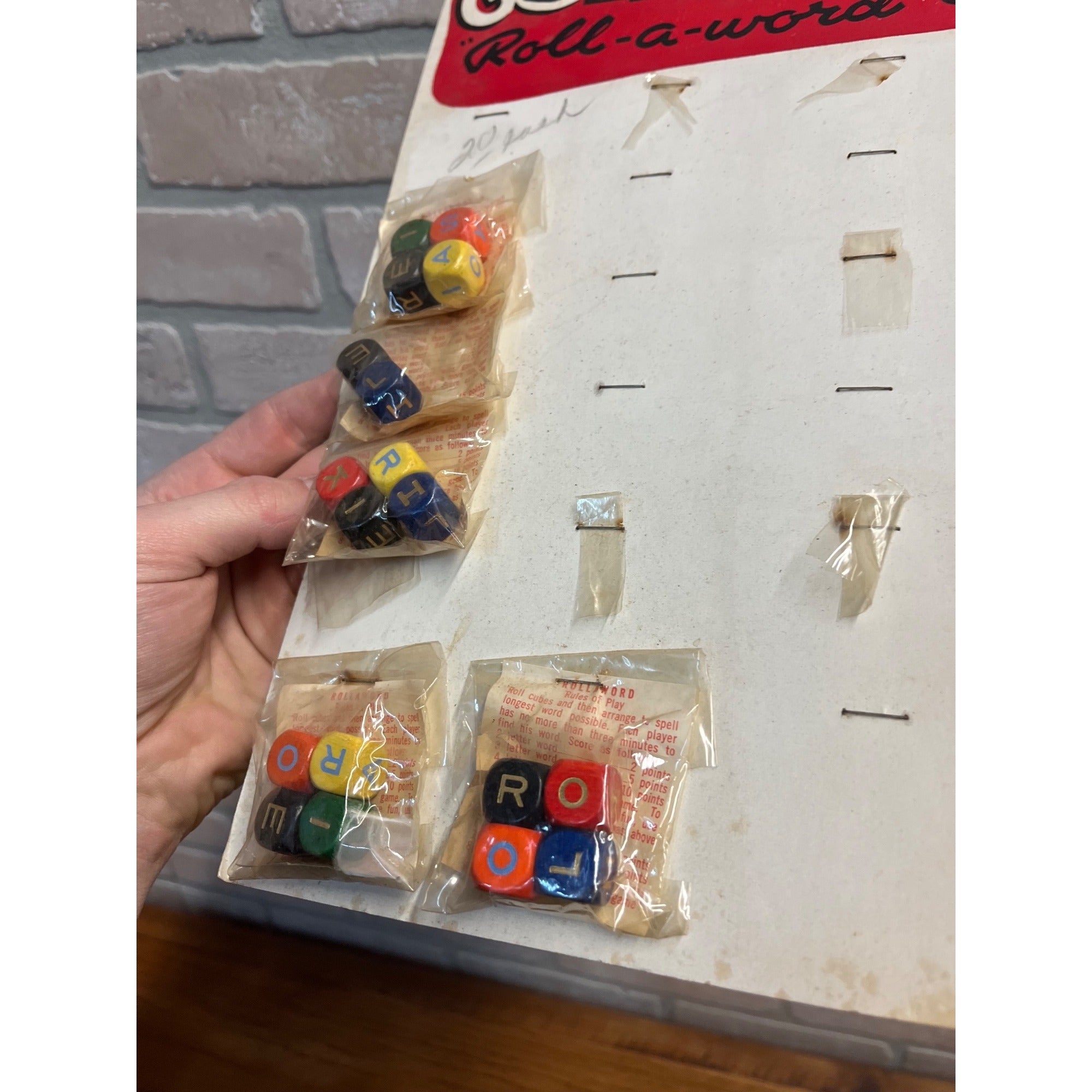 Vintage 1950s Golden Dots Roll-A-Word Dice Game Store Display Advertising Sign