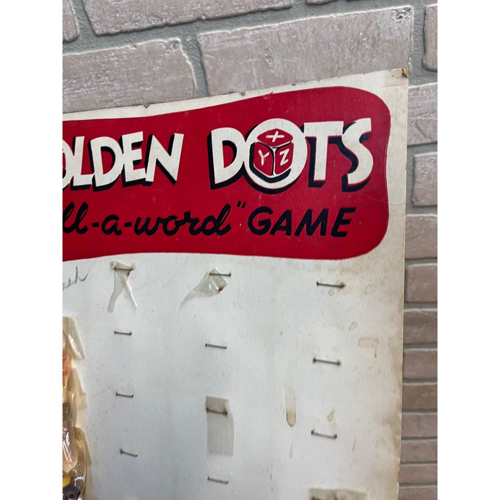 Vintage 1950s Golden Dots Roll-A-Word Dice Game Store Display Advertising Sign