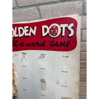 Vintage 1950s Golden Dots Roll-A-Word Dice Game Store Display Advertising Sign