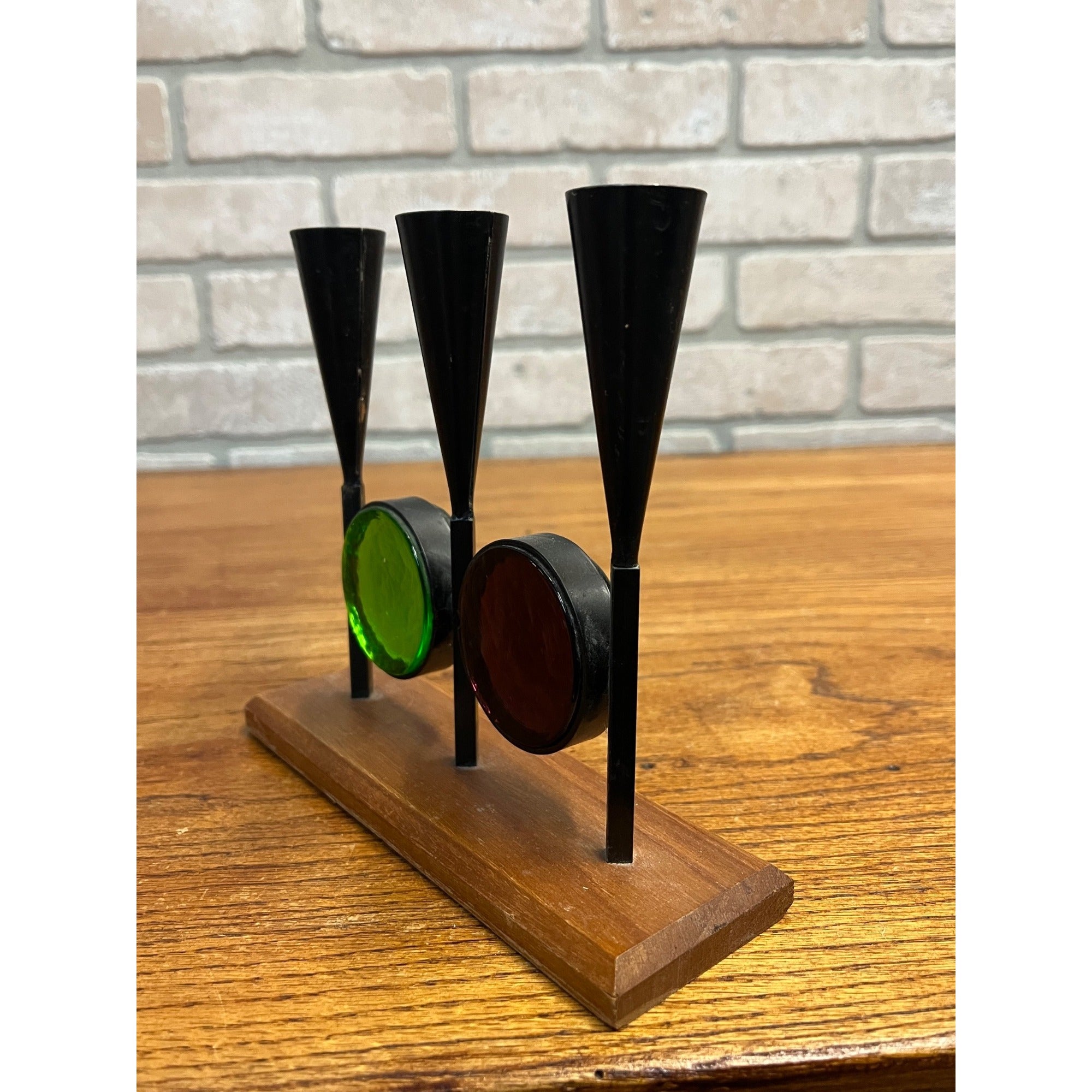 Vintage MCM 1960s Bo Svensk Swedish Art Glass Candle Holder Candelabra