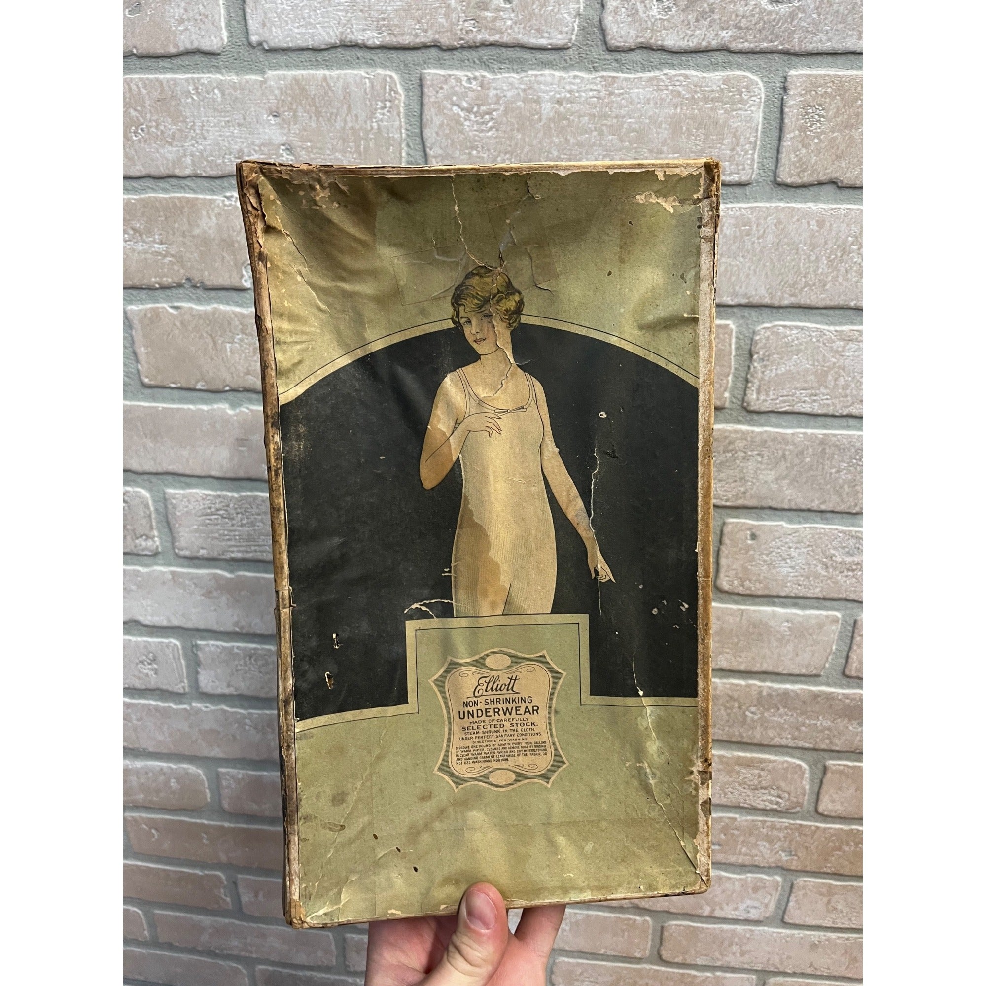 Vintage 1920s Elliott NonShrinking Underwear EMPTY Store Display Box Advertising