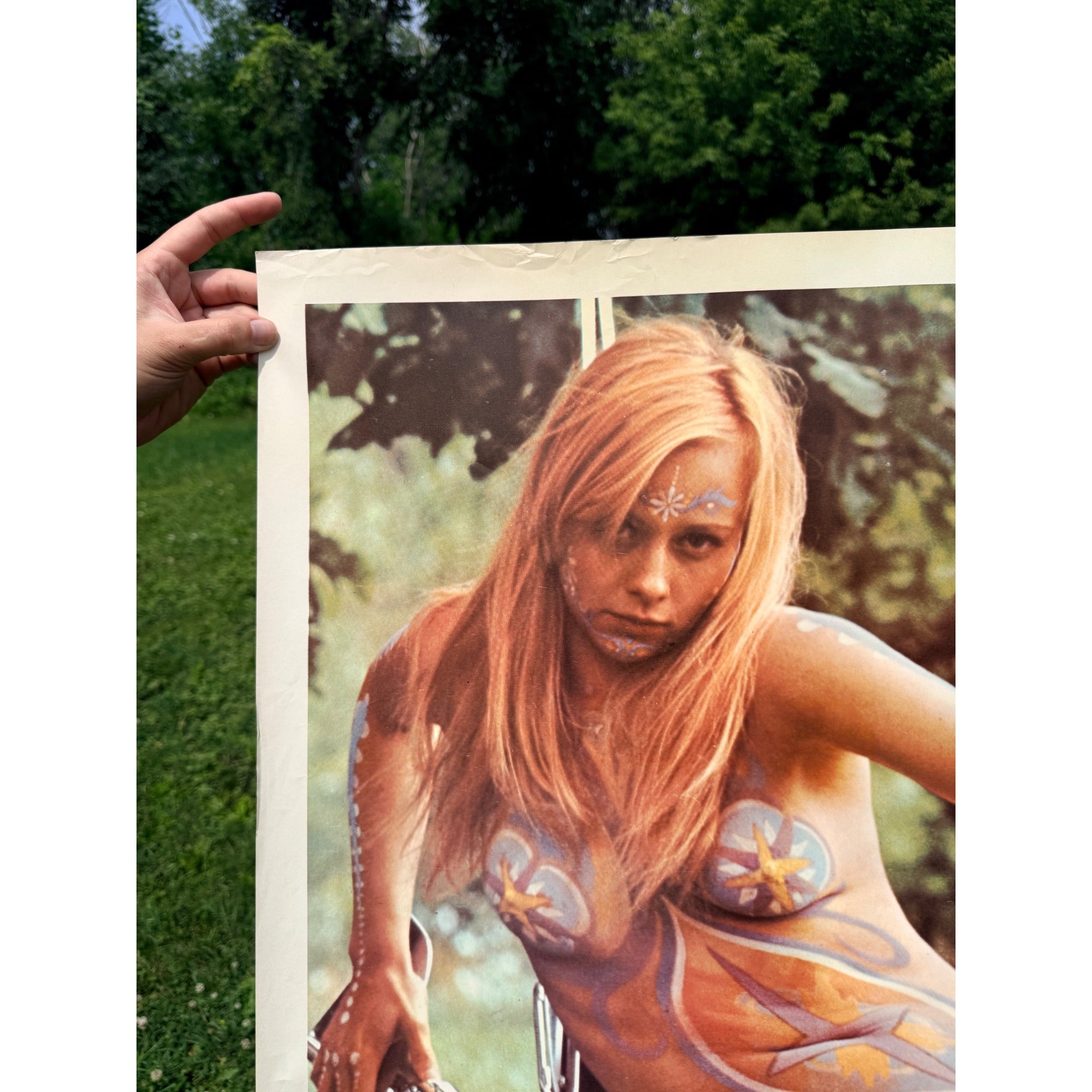 Vintage RARE 1968 Body Painted Woman 'Greta' Chopper Motorcycle PANDORA Poster