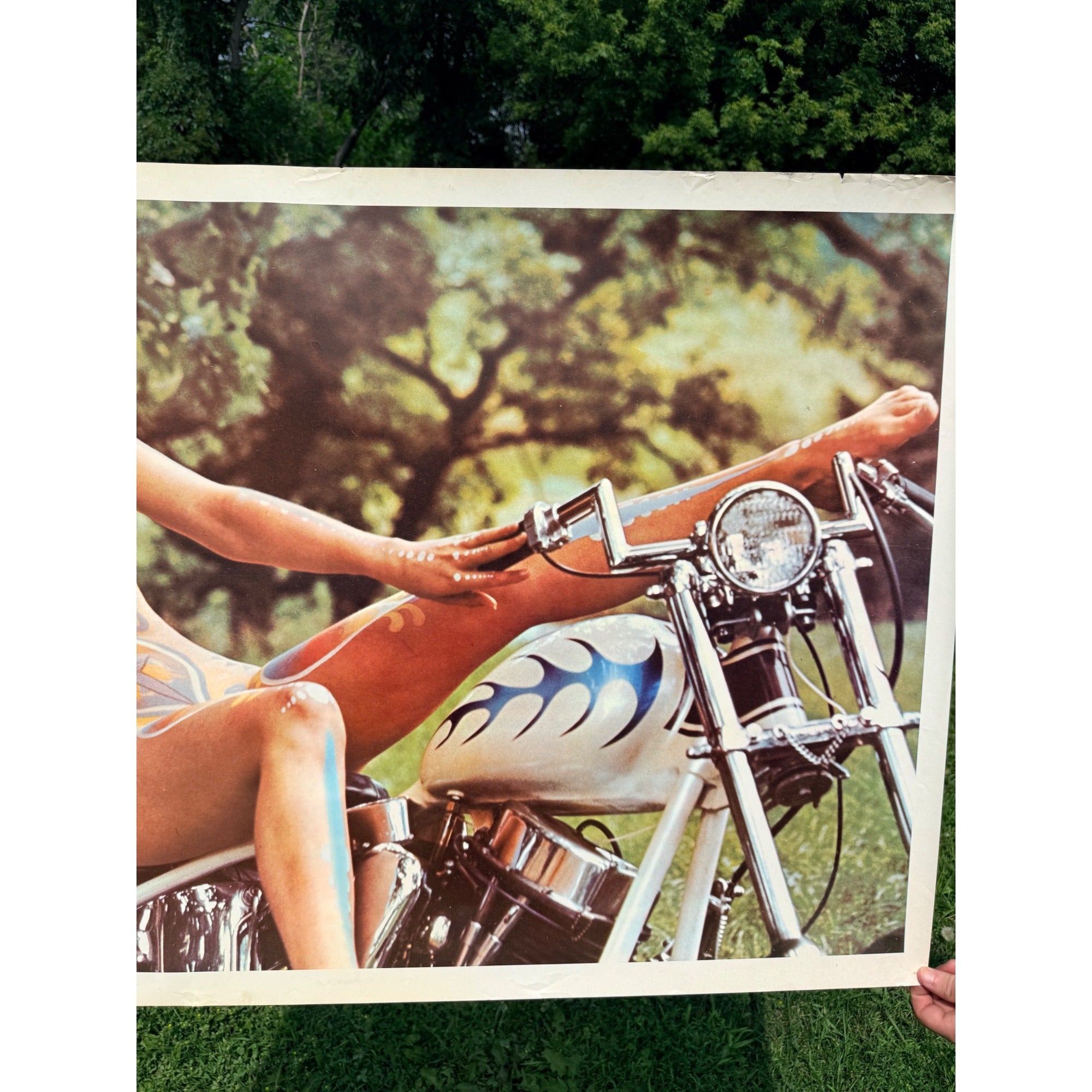 Vintage RARE 1968 Body Painted Woman 'Greta' Chopper Motorcycle PANDORA Poster
