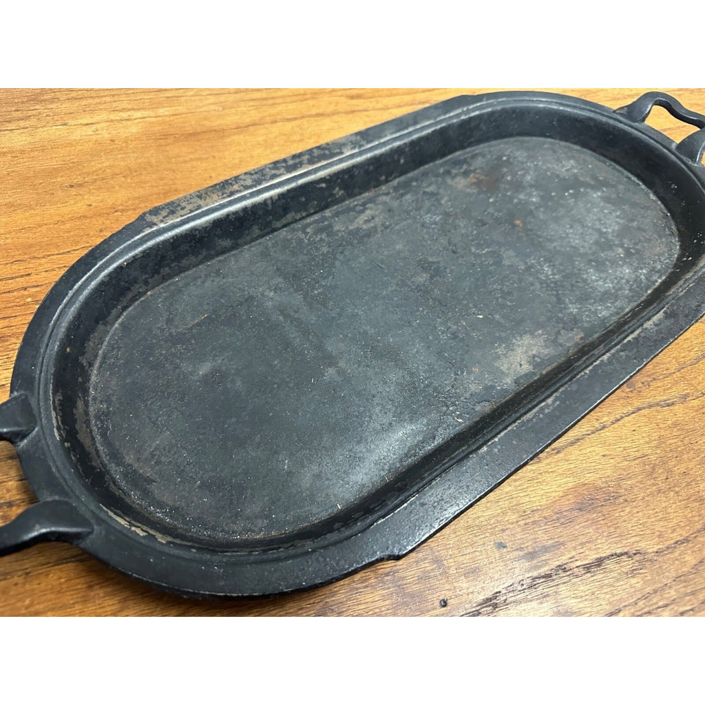 Antique 1800s Cast Iron Oval Griddle Fish Fryer Gate Marked Pan