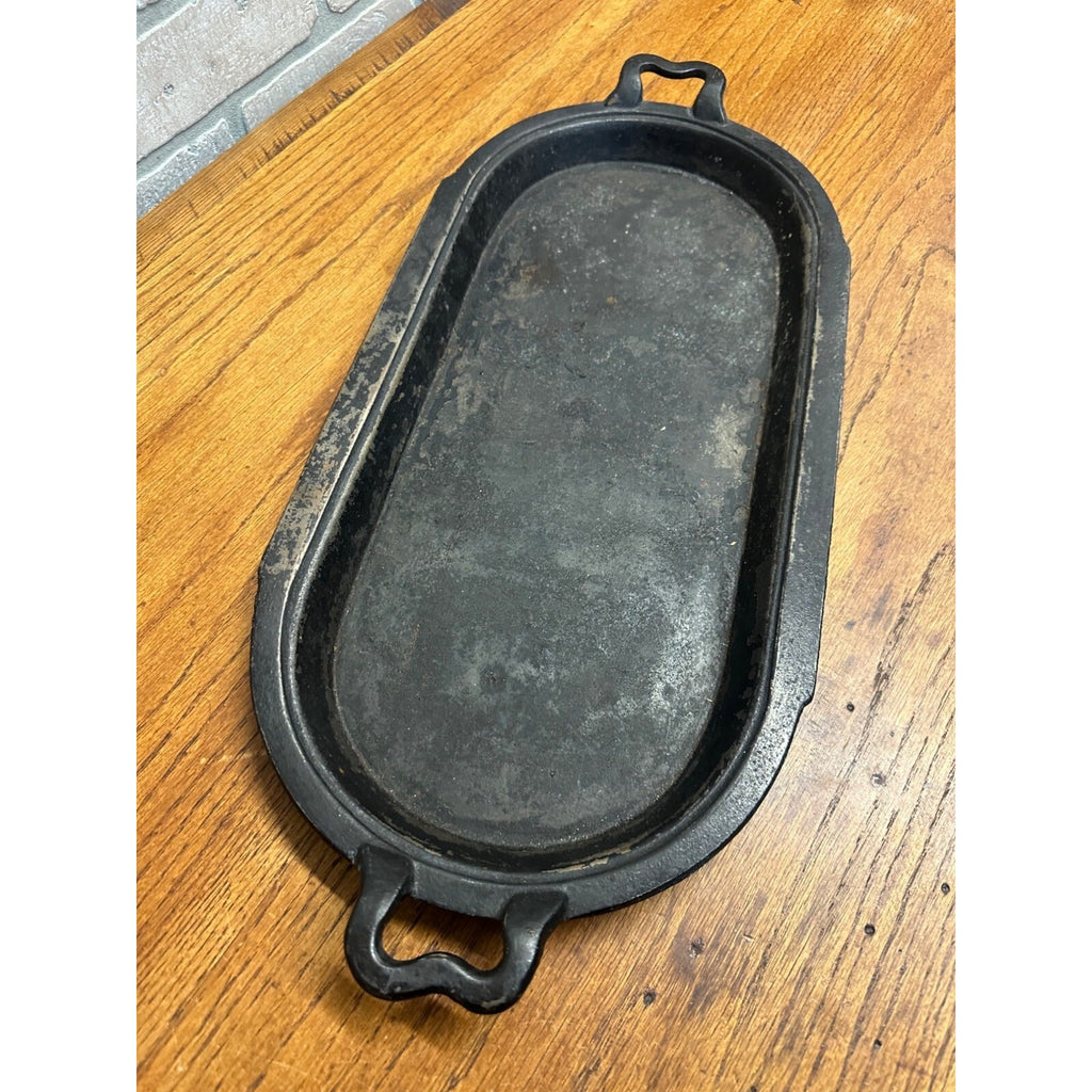 Antique 1800s Cast Iron Oval Griddle Fish Fryer Gate Marked Pan