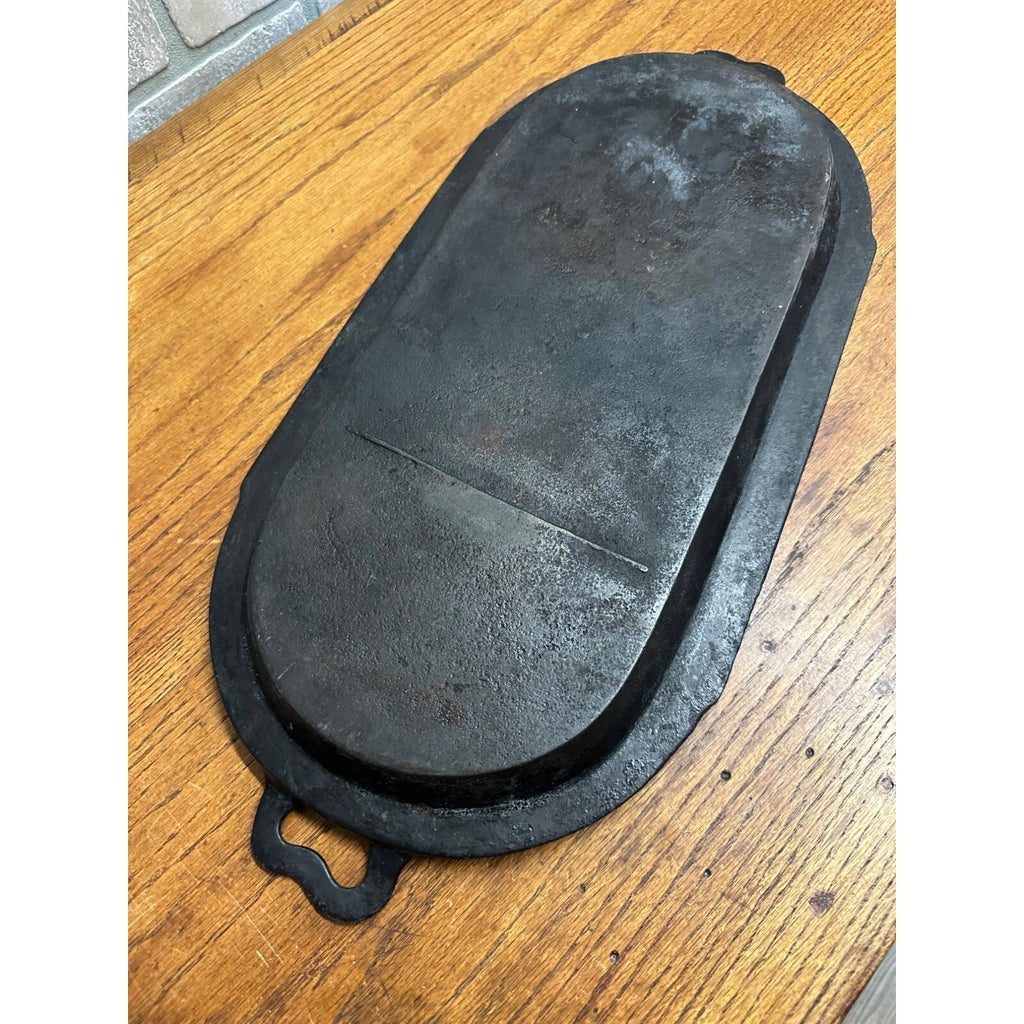 Antique 1800s Cast Iron Oval Griddle Fish Fryer Gate Marked Pan
