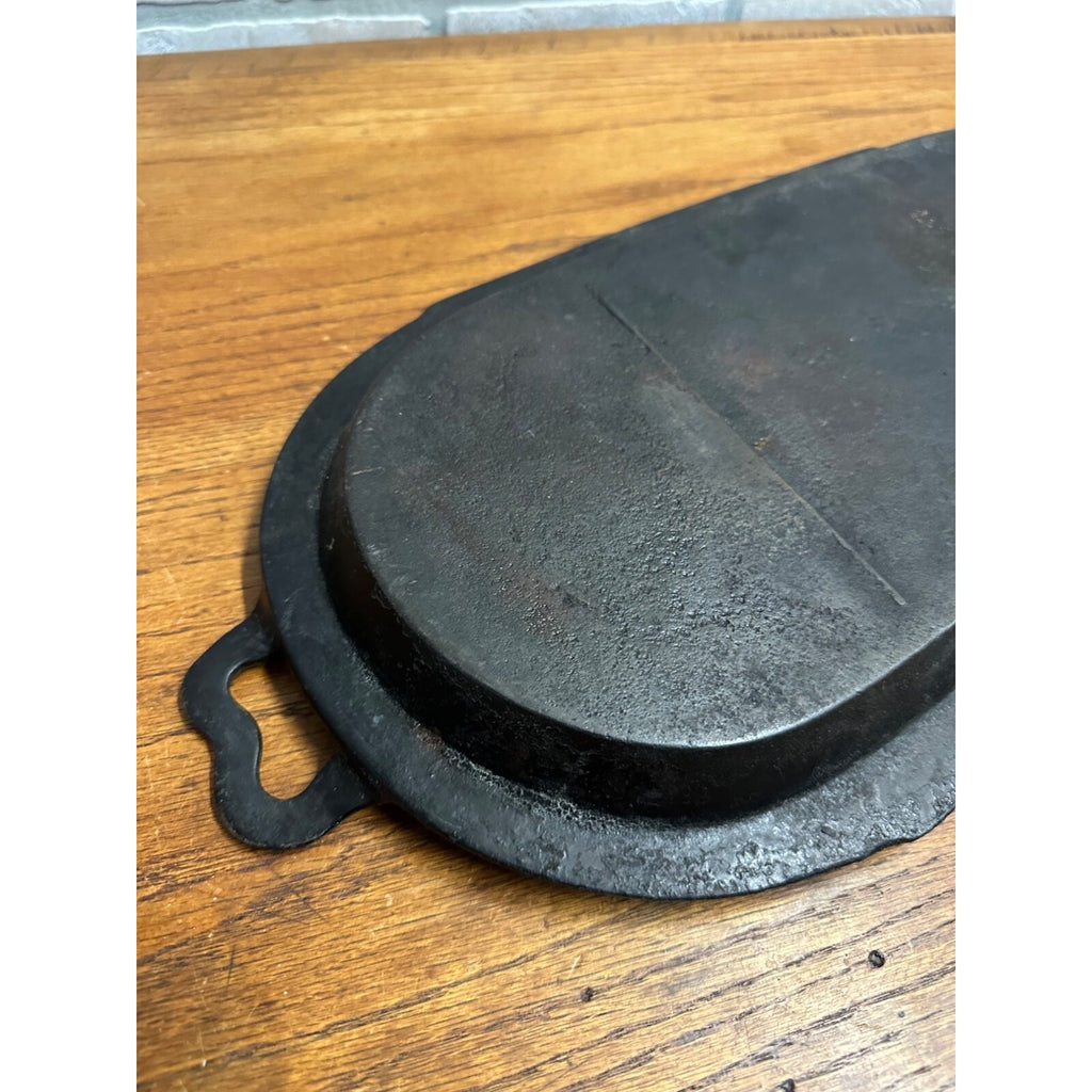 Antique 1800s Cast Iron Oval Griddle Fish Fryer Gate Marked Pan