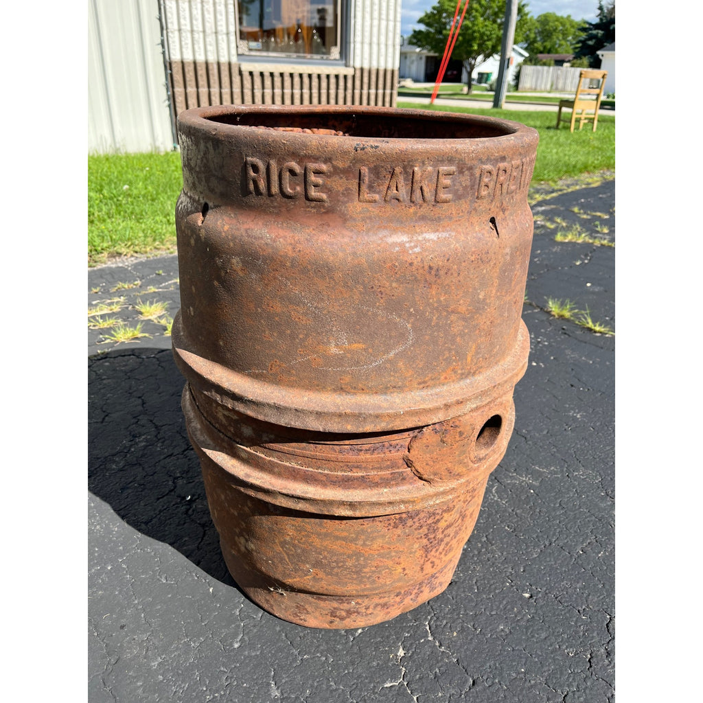 Vintage Rice Lake Wisconsin Brewing Co. Steel Keg Half Barrel - Breunig's Beer