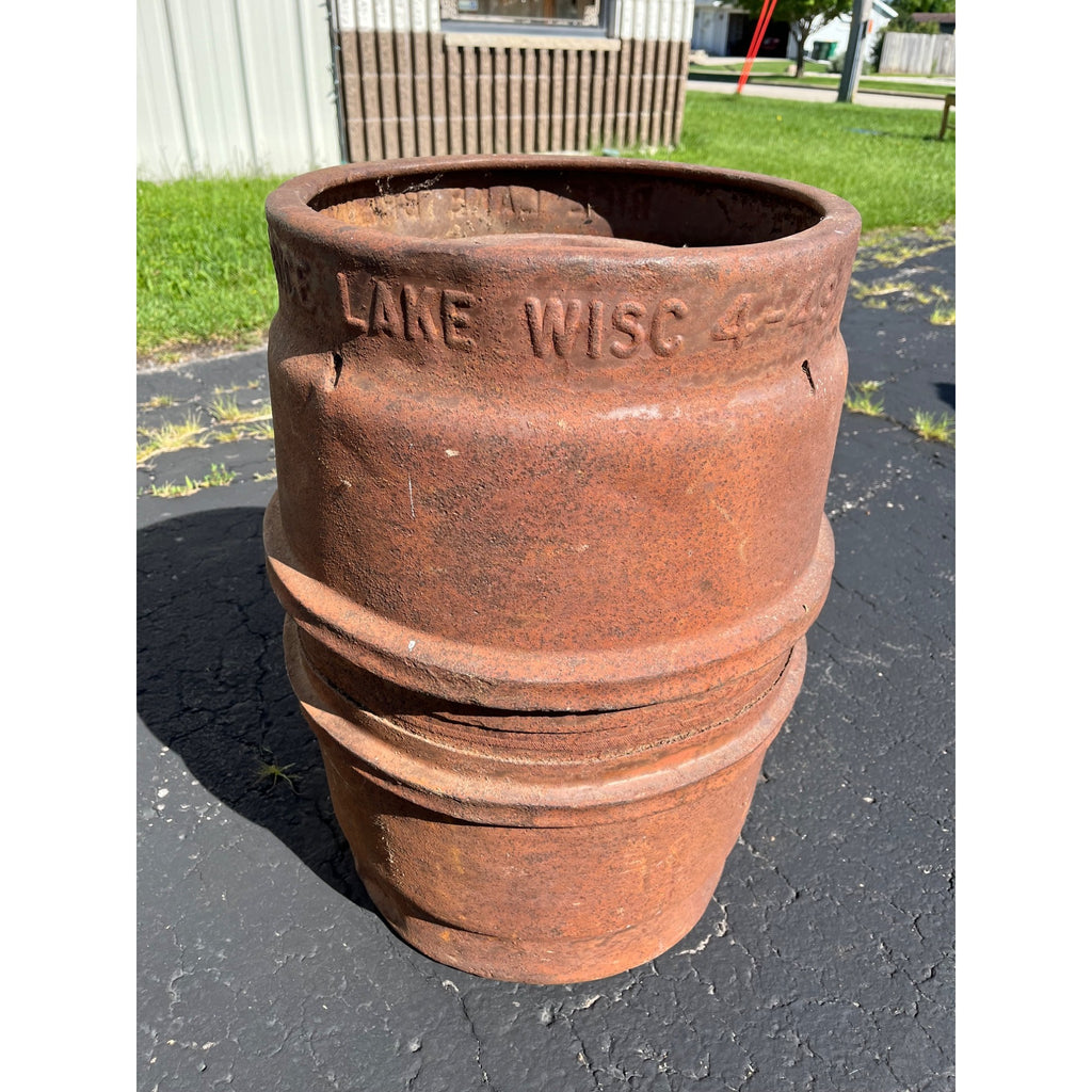 Vintage Rice Lake Wisconsin Brewing Co. Steel Keg Half Barrel - Breunig's Beer