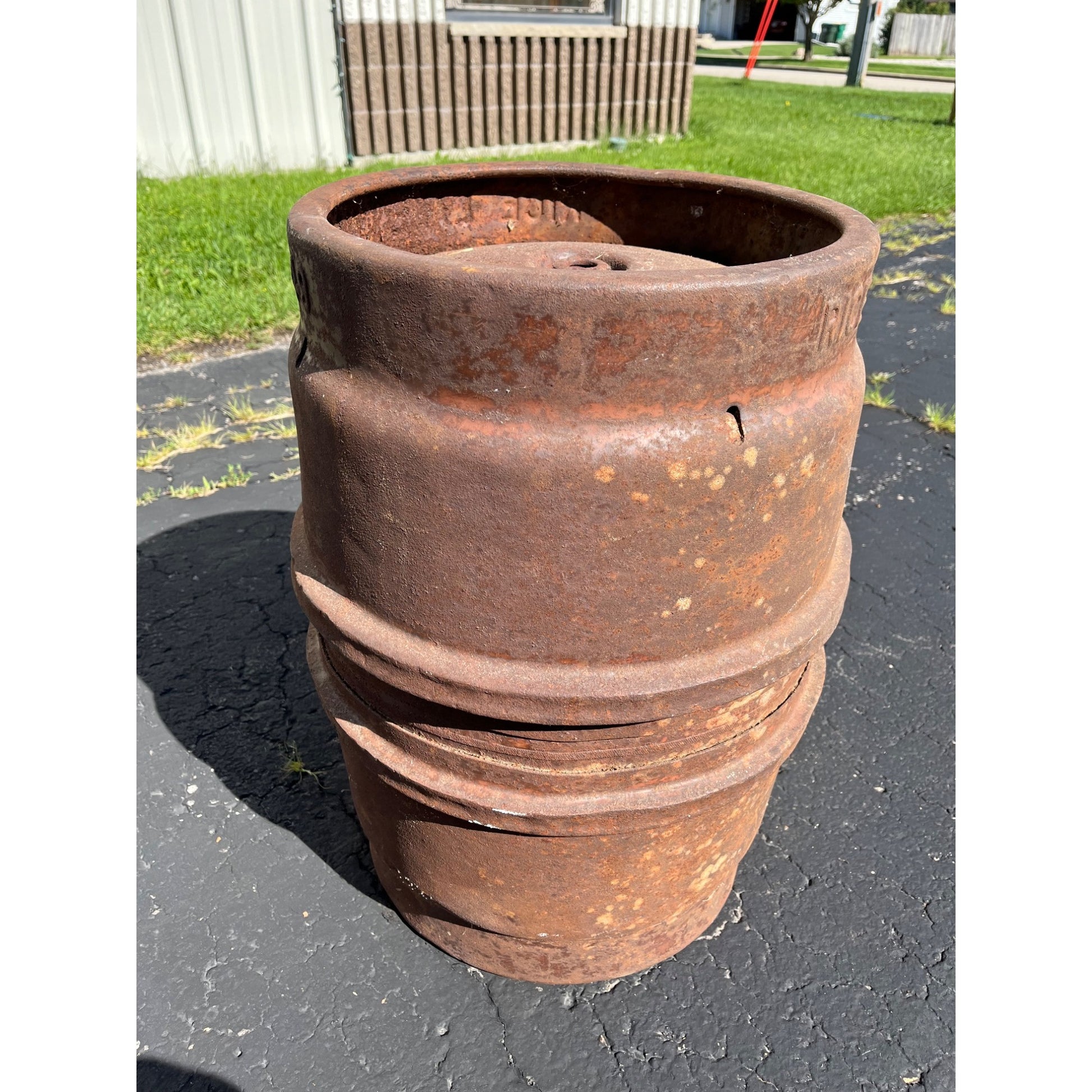Vintage Rice Lake Wisconsin Brewing Co. Steel Keg Half Barrel - Breunig's Beer