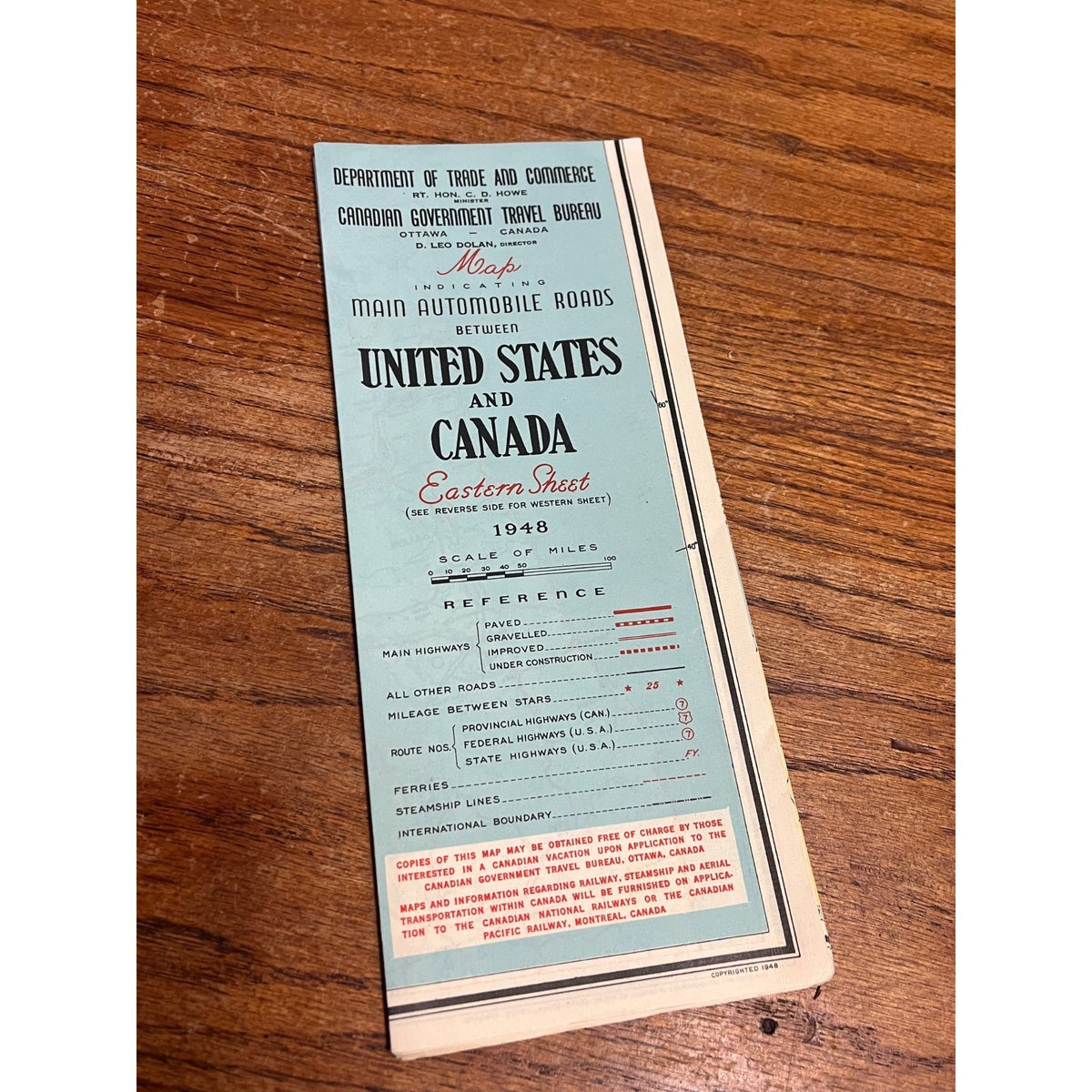 1948 Automobile Roads Between United States Canada Western Sheet Vintage Map