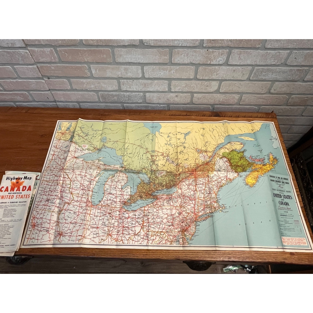 1948 Automobile Roads Between United States Canada Western Sheet Vintage Map