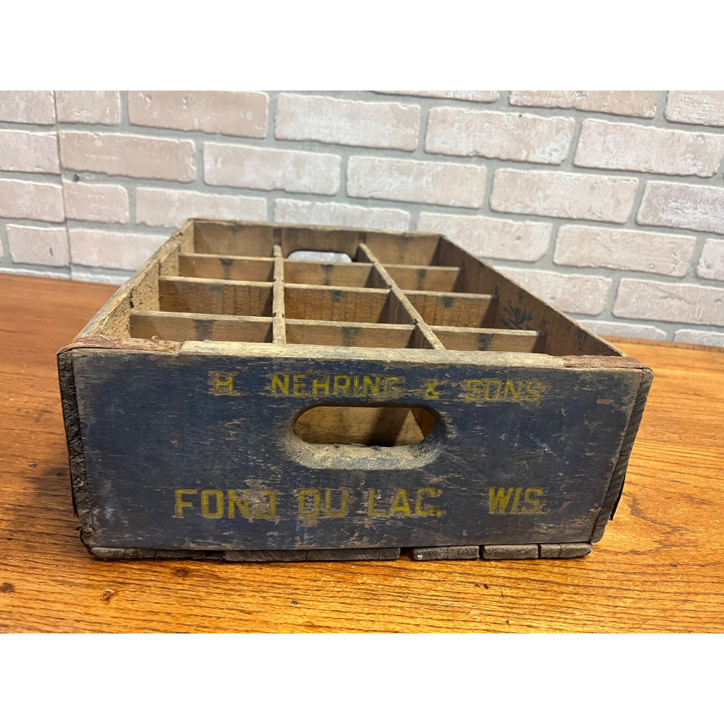 SCARCE Vintage H. Nehring's Soda Pop Beverages Crate Fond du Lac Wis Wisconsin