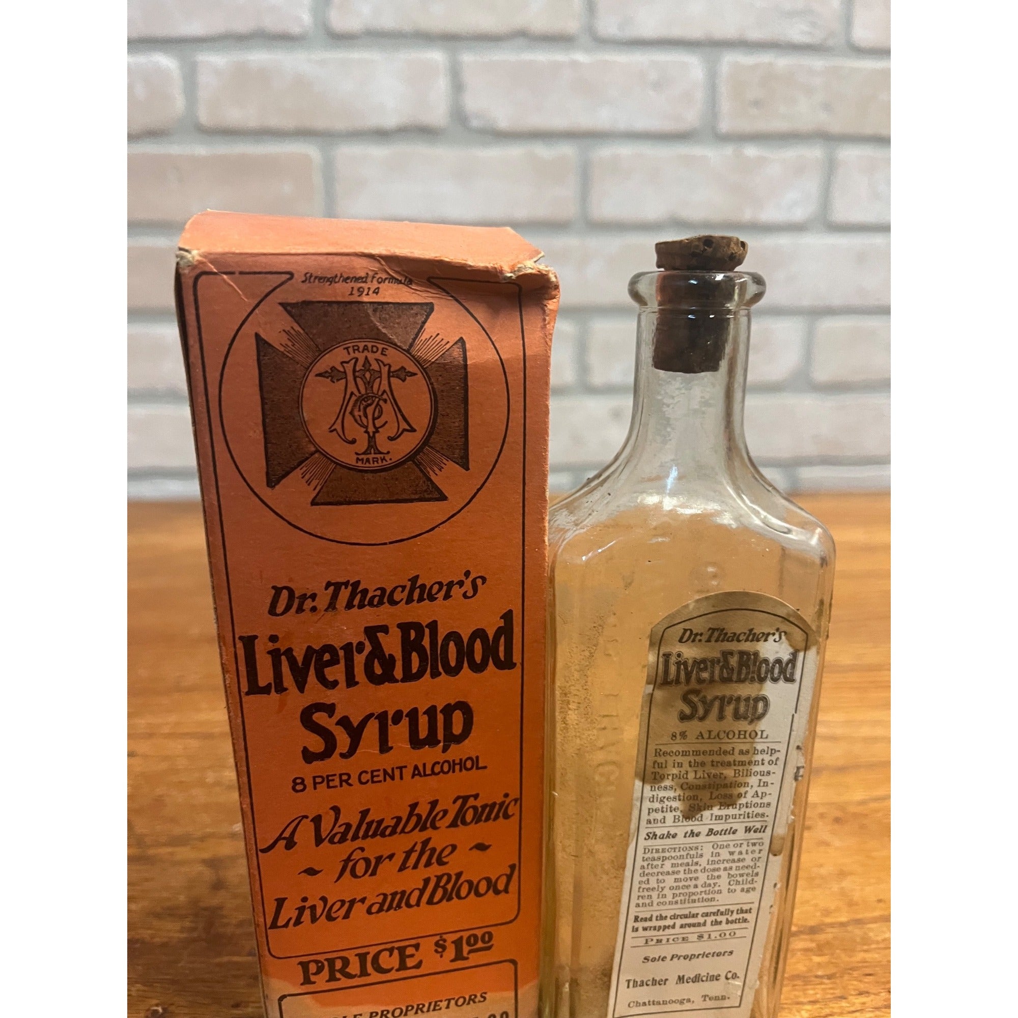 Vintage Quackery Dr. Thacher's Liver & Blood Syrup With Box Bottle Pharmacy