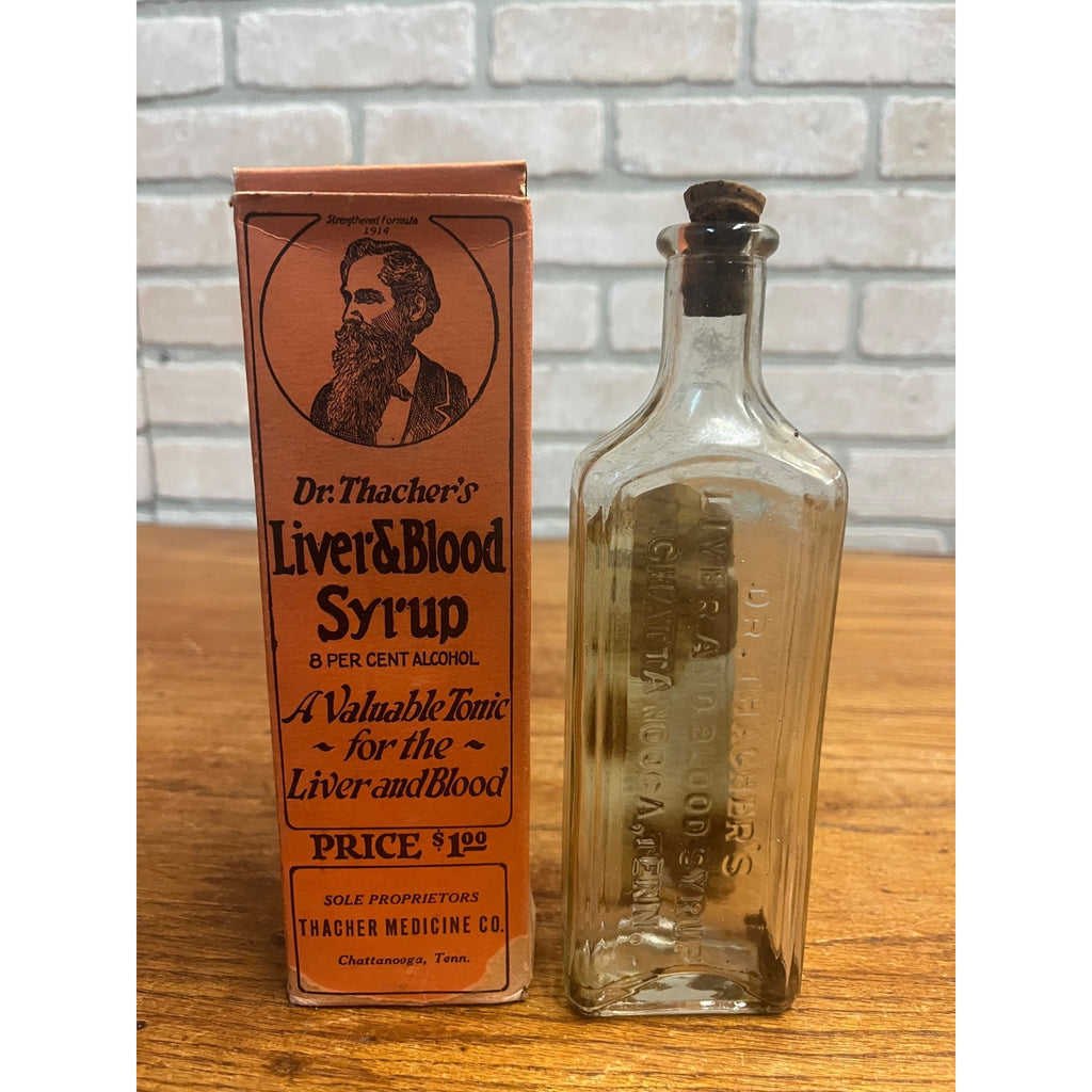 Vintage Quackery Dr. Thacher's Liver & Blood Syrup With Box Bottle Pharmacy