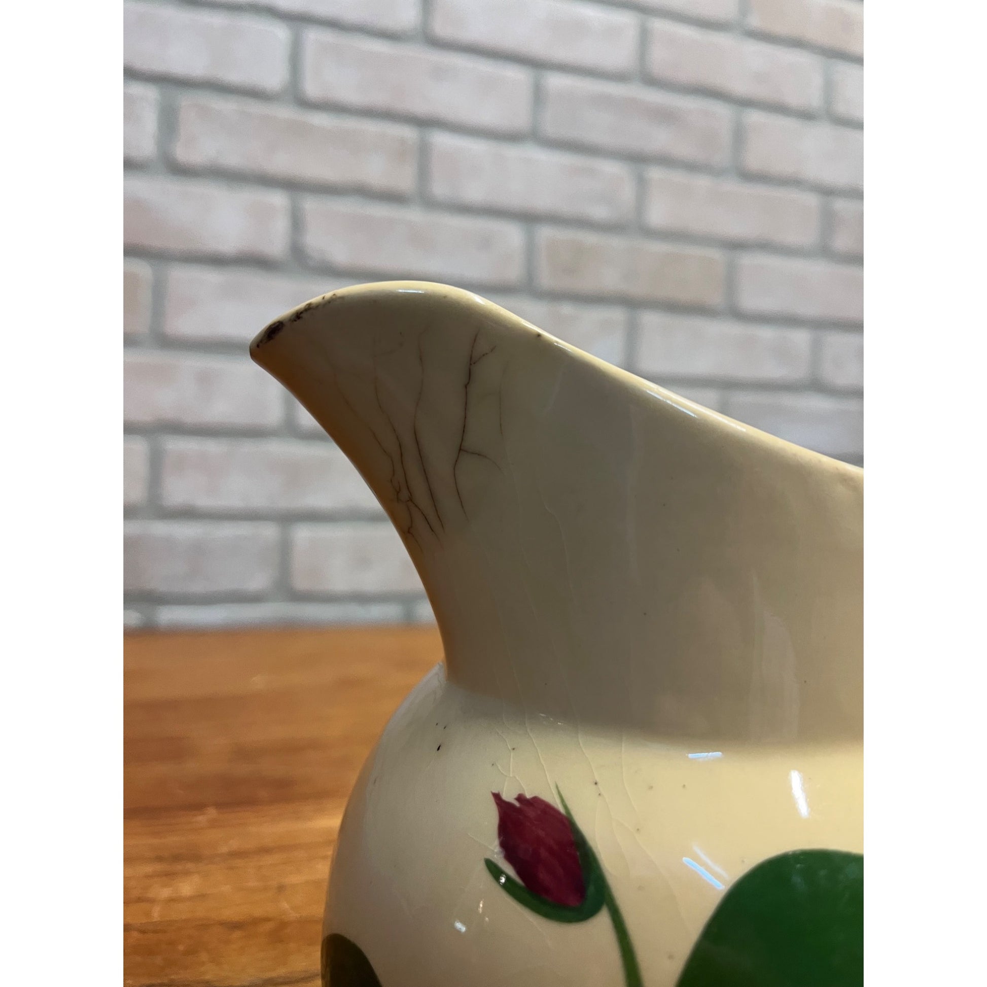Vintage 1950s Watt Pottery Starflower Pitcher Primitive Farmhouse Kitchen 6.5"