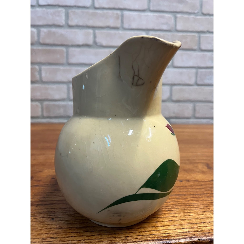 Vintage 1950s Watt Pottery Starflower Pitcher Primitive Farmhouse Kitchen 6.5"