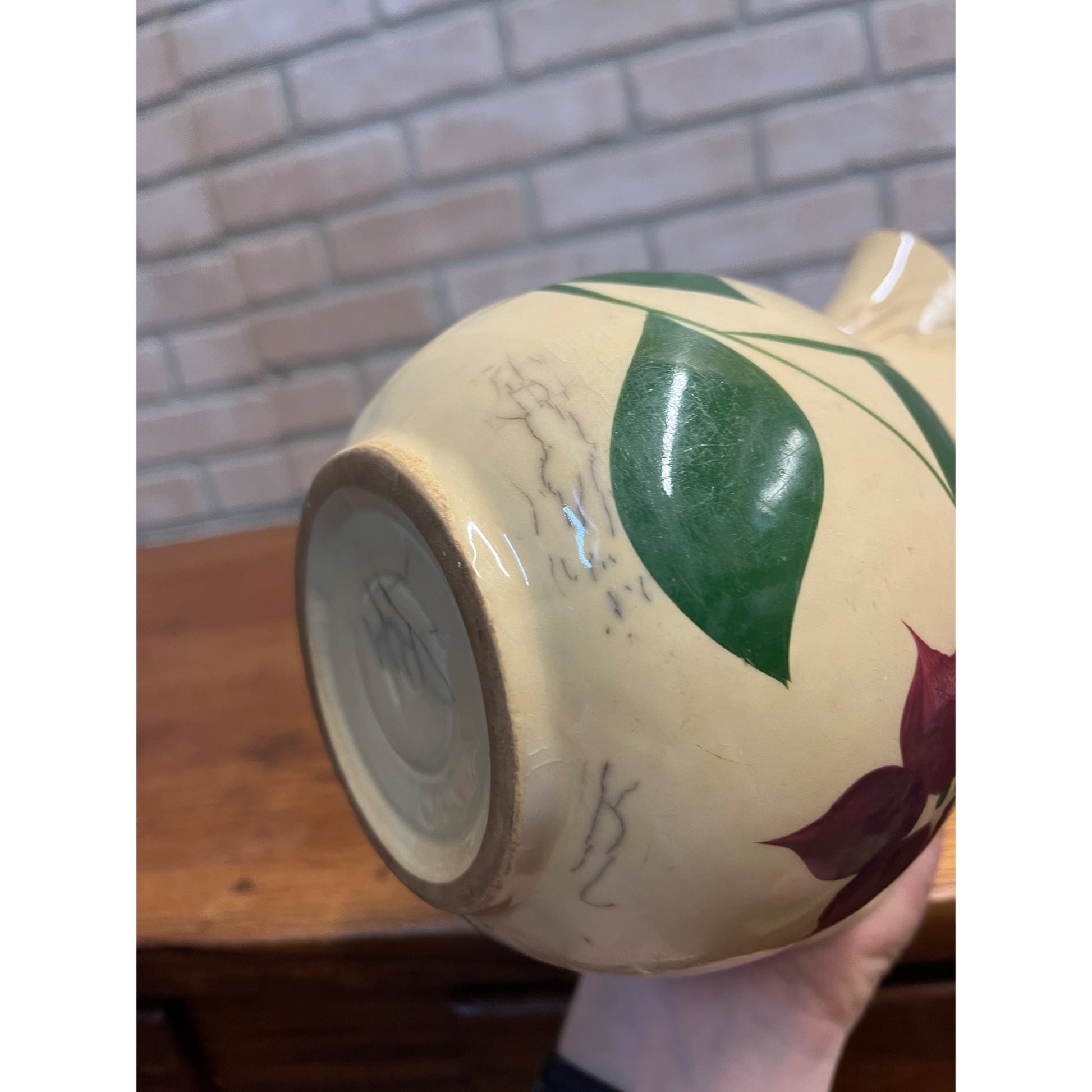 Vintage 1950s Watt Pottery Starflower Pitcher Primitive Farmhouse Kitchen 6.5"