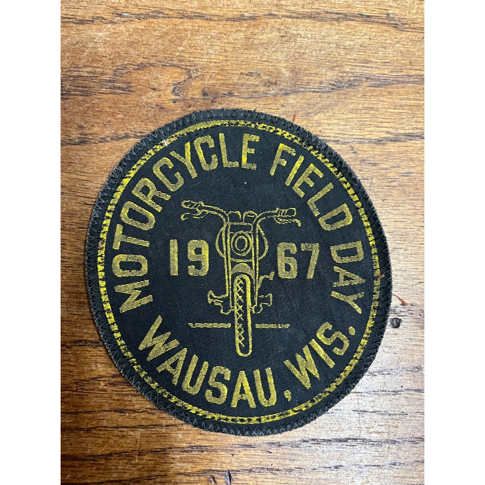 Vintage 1957 Motorcycle Field Day Wausau Wisconsin Jacket Patch Harley Davidson