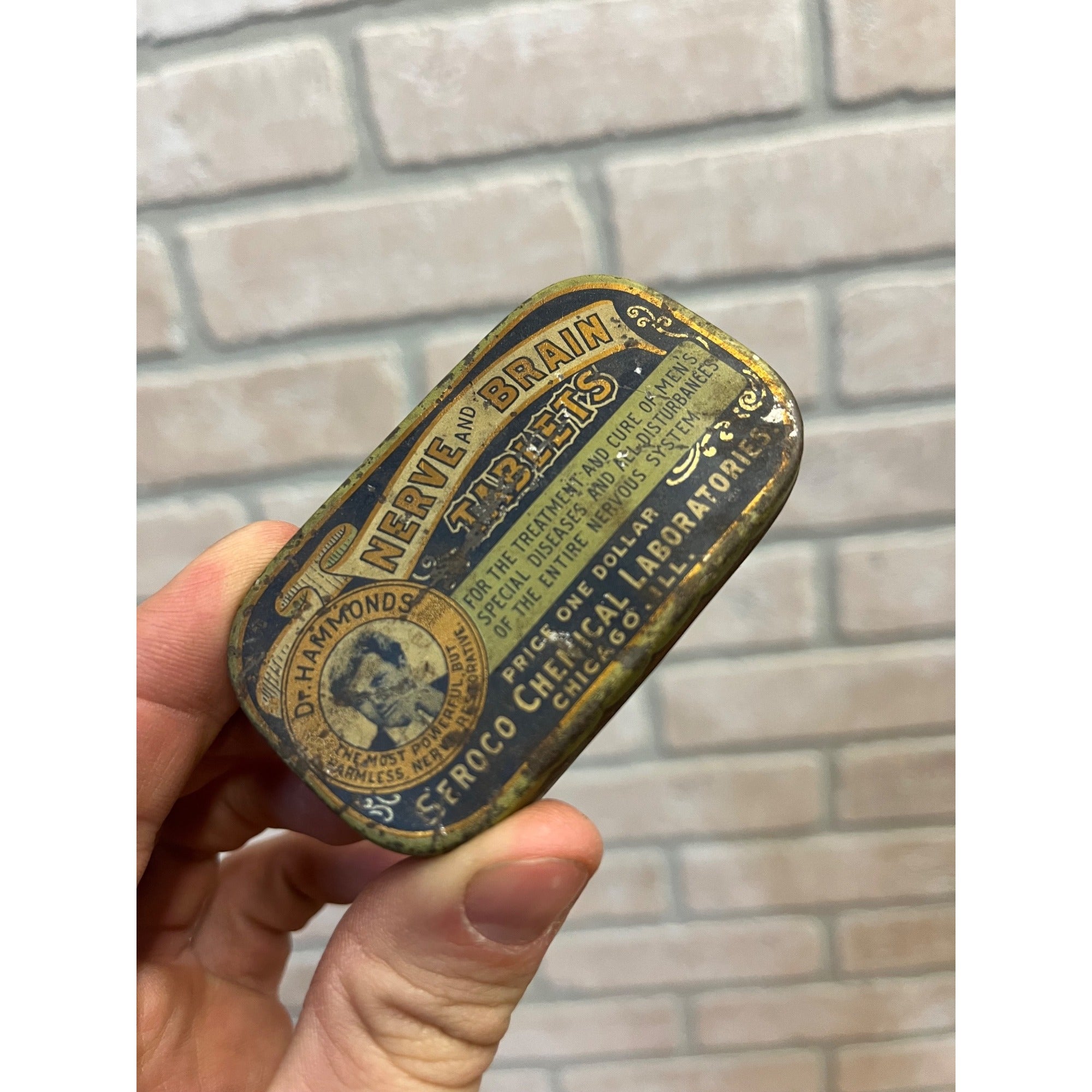 Vintage Dr. Hammonds Nerve & Brain Tablets Tin by Seroco Chemical Laboratories