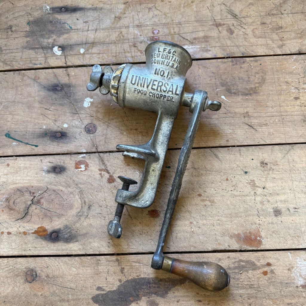 Antique L.F.&C. Universal No. 1 Food Chopper Meat Grinder Hand Crank Clamp USA