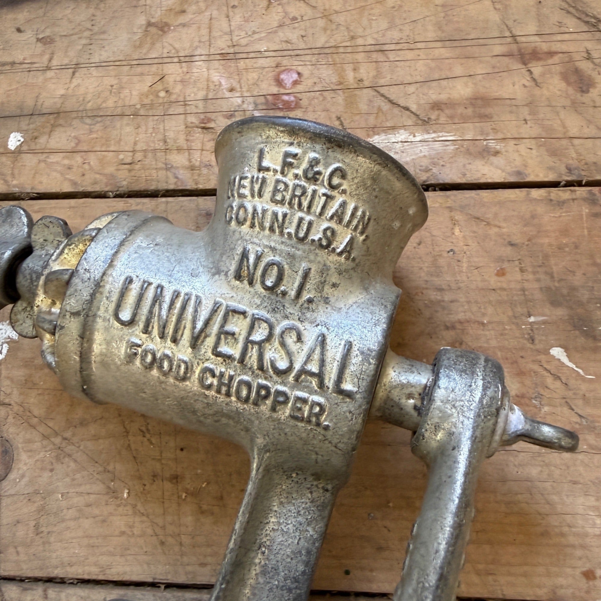 Antique L.F.&C. Universal No. 1 Food Chopper Meat Grinder Hand Crank Clamp USA