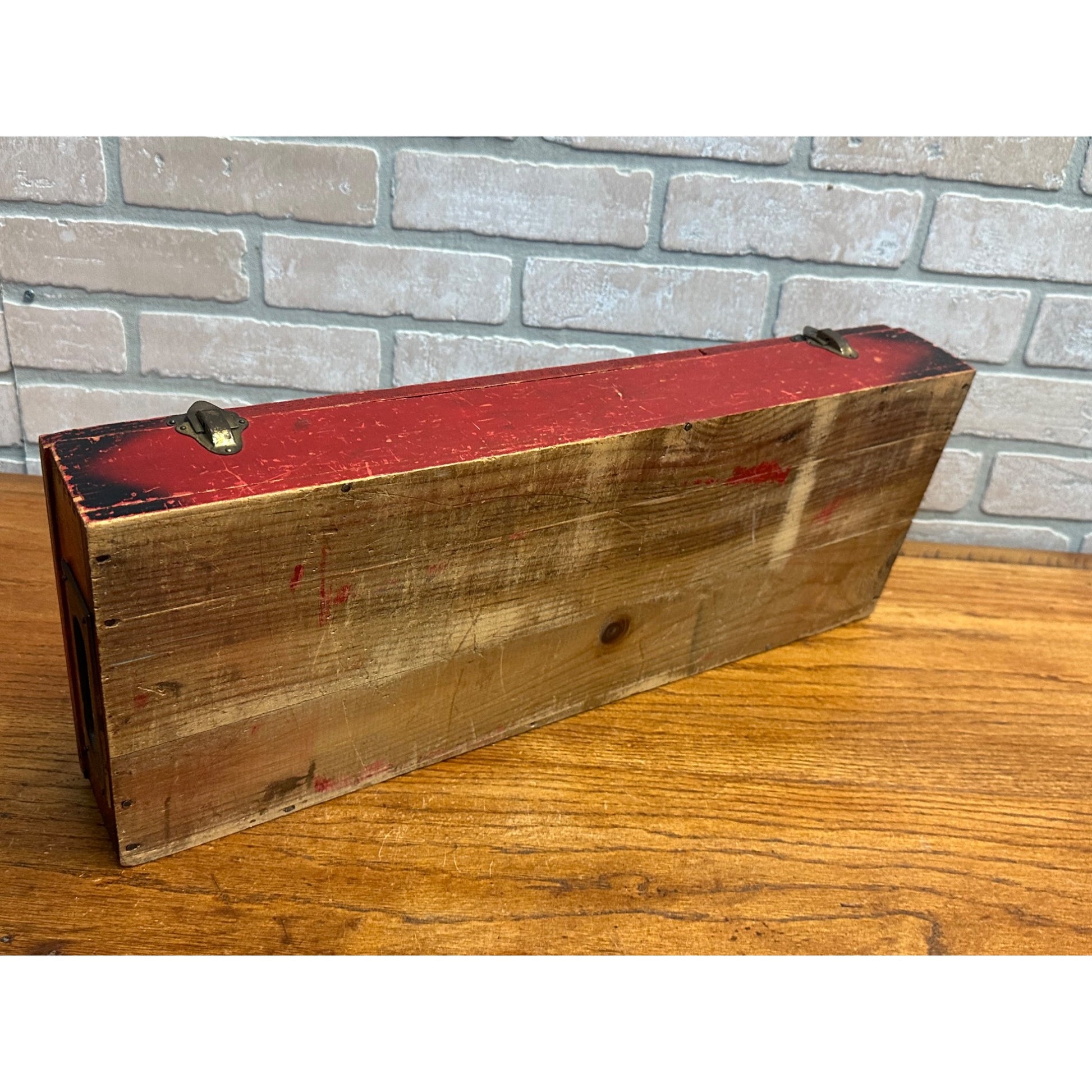 Antique Little Jim Erector Set Red & Black Wooden Box Crate Primitive Decor
